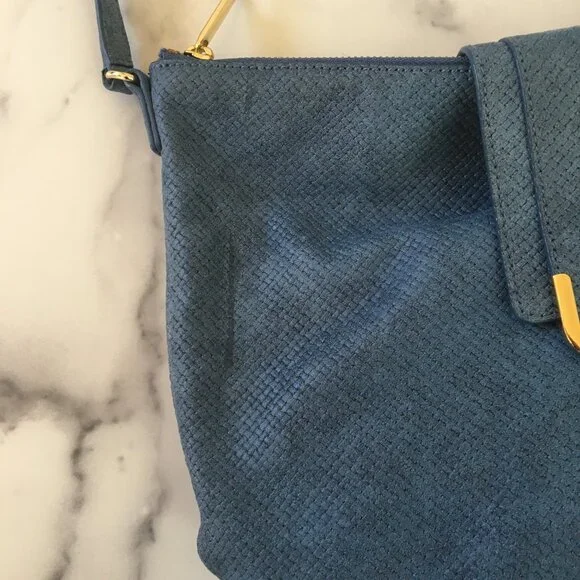 Talbots Woven Leather Hobo Style Shoulder Bag, Cornflower Blue - Picture 11 of 15